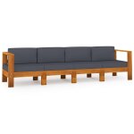 Vidaxl canapé de jardin 4 places et coussins gris foncé acacia massif Vidaxl canapé de jardin 4 places et coussins gris foncé acacia massif