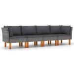 Vidaxl canapé de jardin à 4 places avec coussins gris résine tressée Vidaxl canapé de jardin à 4 places avec coussins gris résine tressée