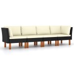 Vidaxl canapé de jardin à 4 places avec coussins noir résine tressée Vidaxl canapé de jardin à 4 places avec coussins noir résine tressée