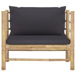 Vidaxl canap de jardin avec coussins gris fonc bambou
