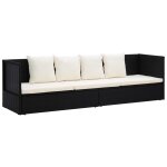 Vidaxl canap de jardin avec coussin et oreillers rsine tresse noir