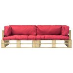 Vidaxl canaps de jardin palette 2 pcs coussins rouge pinde
