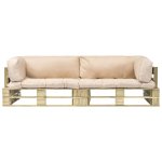 Vidaxl canaps de jardin palette  2 pcs et coussins sable pinde
