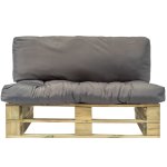 Vidaxl canap de jardin palette avec coussins gris pinde