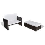 Vidaxl canap de jardin rsine tresse marron