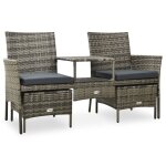 Vidaxl canap de jardin table  th et tabourets rsine tresse gris