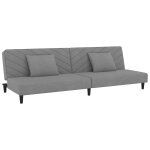 Vidaxl canap - lit  2 places avec deux oreillers gris clair velours