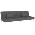 Vidaxl canap - lit  2 places avec deux oreillers gris fonc tissu