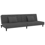 Vidaxl canap - lit  2 places avec deux oreillers gris fonc velours