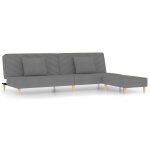 Vidaxl canap - lit 2 places deux oreillers repose - pied gris clair tissu