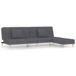 Vidaxl canap - lit 2 places deux oreillers et repose - pied gris fonc
