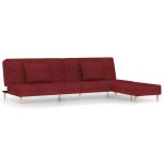 Vidaxl canap - lit 2 places deux oreillers repose - pied rouge bordeaux