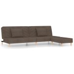 Vidaxl canap - lit 2 places deux oreillers et repose - pied taupe tissu