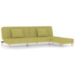 Vidaxl canap - lit 2 places deux oreillers et repose - pied vert tissu