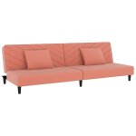 Vidaxl canap - lit  2 places avec deux oreillers rose velours