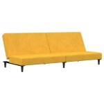 Vidaxl canap� - lit � 2 places jaune velours