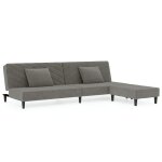 Vidaxl canap - lit 2 places 2 oreillers repose - pied gris clair velours