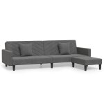 Vidaxl canap - lit 2 places 2 oreillers repose - pied gris fonc velours