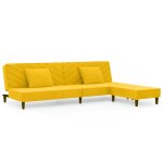 Vidaxl canap - lit 2 places 2 oreillers et repose - pied jaune velours