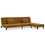 Vidaxl canap - lit 2 places 2 oreillers et repose - pied marron velours