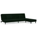 Vidaxl canapé - lit 2 places 2 oreillers repose - pied vert foncé velours Vidaxl canapé - lit 2 places 2 oreillers repose - pied vert foncé velours