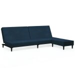 Vidaxl canap - lit  2 places avec repose - pied bleu velours