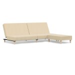 Vidaxl canap - lit  2 places avec repose - pied crme tissu