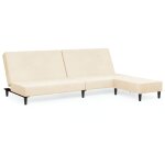 Vidaxl canap - lit  2 places avec repose - pied crme velours