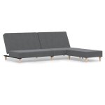 Vidaxl canap - lit  2 places avec repose - pied gris clair tissu