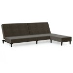 Vidaxl canap - lit  2 places avec repose - pied gris fonc velours