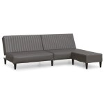 Vidaxl canap - lit  2 places avec repose - pied gris similicuir