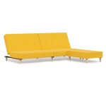 Vidaxl canap - lit  2 places avec repose - pied jaune tissu
