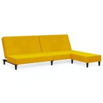 Vidaxl canap - lit  2 places avec repose - pied jaune velours