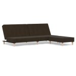 Vidaxl canap - lit  2 places avec repose - pied marron fonc tissu
