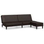 Vidaxl canap - lit  2 places avec repose - pied marron similicuir