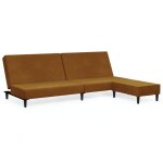 Vidaxl canap - lit  2 places avec repose - pied marron velours