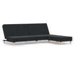 Vidaxl canap - lit  2 places avec repose - pied noir tissu