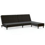 Vidaxl canap - lit  2 places avec repose - pied noir velours