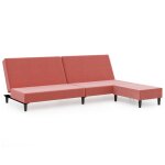 Vidaxl canap - lit  2 places avec repose - pied rose velours