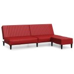 Vidaxl canap - lit 2 places avec repose - pied rouge bordeaux similicuir