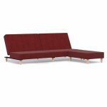 Vidaxl canap - lit  2 places avec repose - pied rouge bordeaux tissu
