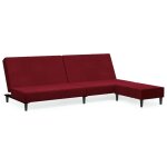 Vidaxl canap - lit  2 places avec repose - pied rouge bordeaux velours