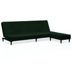 Vidaxl canap - lit  2 places avec repose - pied vert fonc velours
