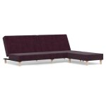 Vidaxl canap - lit  2 places avec repose - pied violet tissu