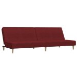 Vidaxl canap - lit  2 places rouge bordeaux tissu