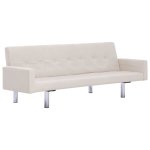 Vidaxl canapé - lit avec accoudoir crème polyester Vidaxl canapé - lit avec accoudoir crème polyester