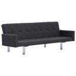 Vidaxl canap - lit avec accoudoir gris fonc polyester