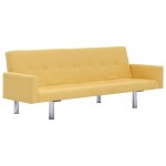 Vidaxl canap - lit avec accoudoir jaune polyester