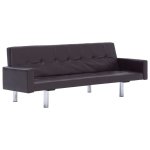 Vidaxl canap - lit avec accoudoir marron similicuir