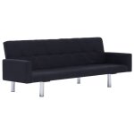 Vidaxl canap - lit avec accoudoir noir polyester